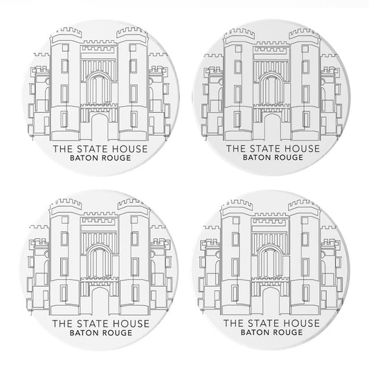 Minimalistic Baton Rouge State House| Absorbent Coasters | Set of 4 | Min 2