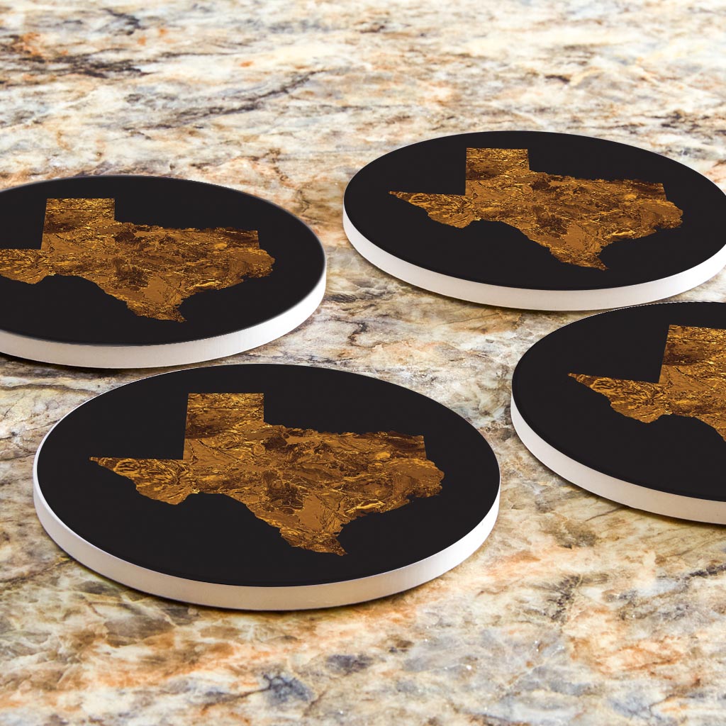 Texas State Shape Copper | Absorbent Coasters | Set of 4 | Min 2