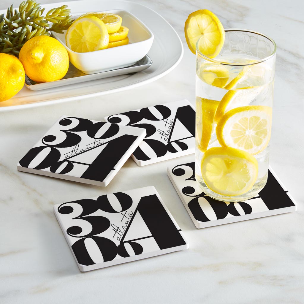 Black And White Zip Block Georgia Atlanta | Absorbent Coasters | Set of 4 | Min 2