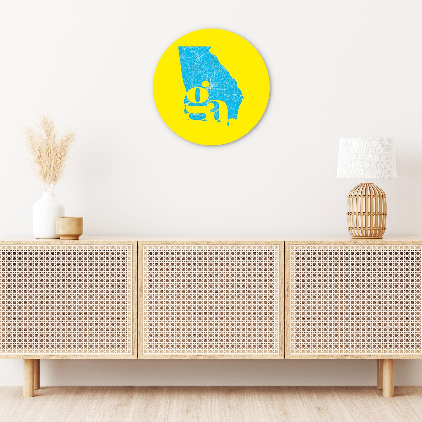 Bright Modern Abbreviated State Yellow Georgia | Wood Sign | Eaches | Min 1