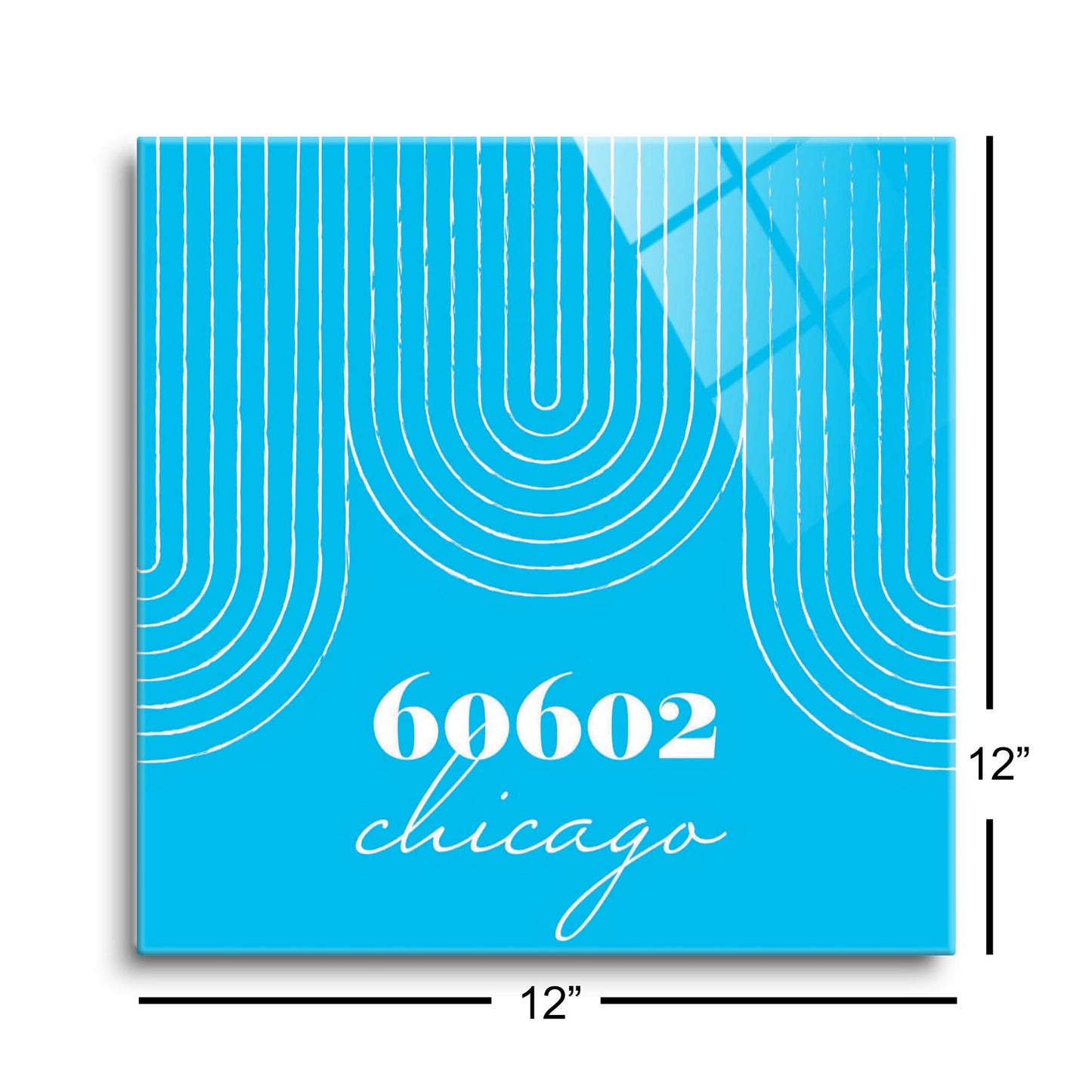 Bright Modern City Zip On Teal Illinois Chicago | Hi-Def Glass Art | Eaches | Min 1