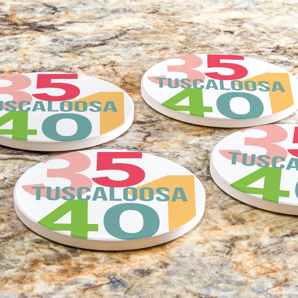 Boho Color Color Block City Zip Alabama Tuscaloosa | Absorbent Coasters | Set of 4 | Min 2