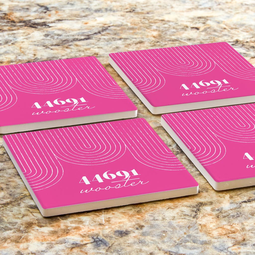 Bright Modern City Zip On Pink Ohio Wooster | Absorbent Coasters | Set of 4 | Min 2