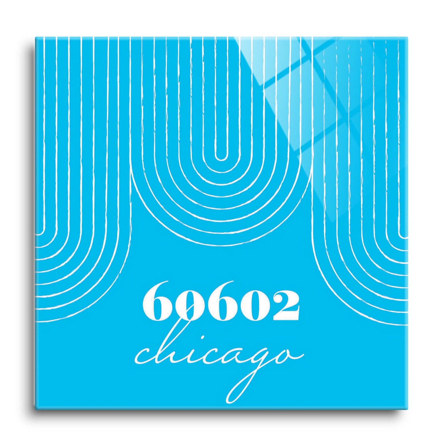 Bright Modern City Zip On Teal Illinois Chicago | Hi-Def Glass Art | Eaches | Min 1