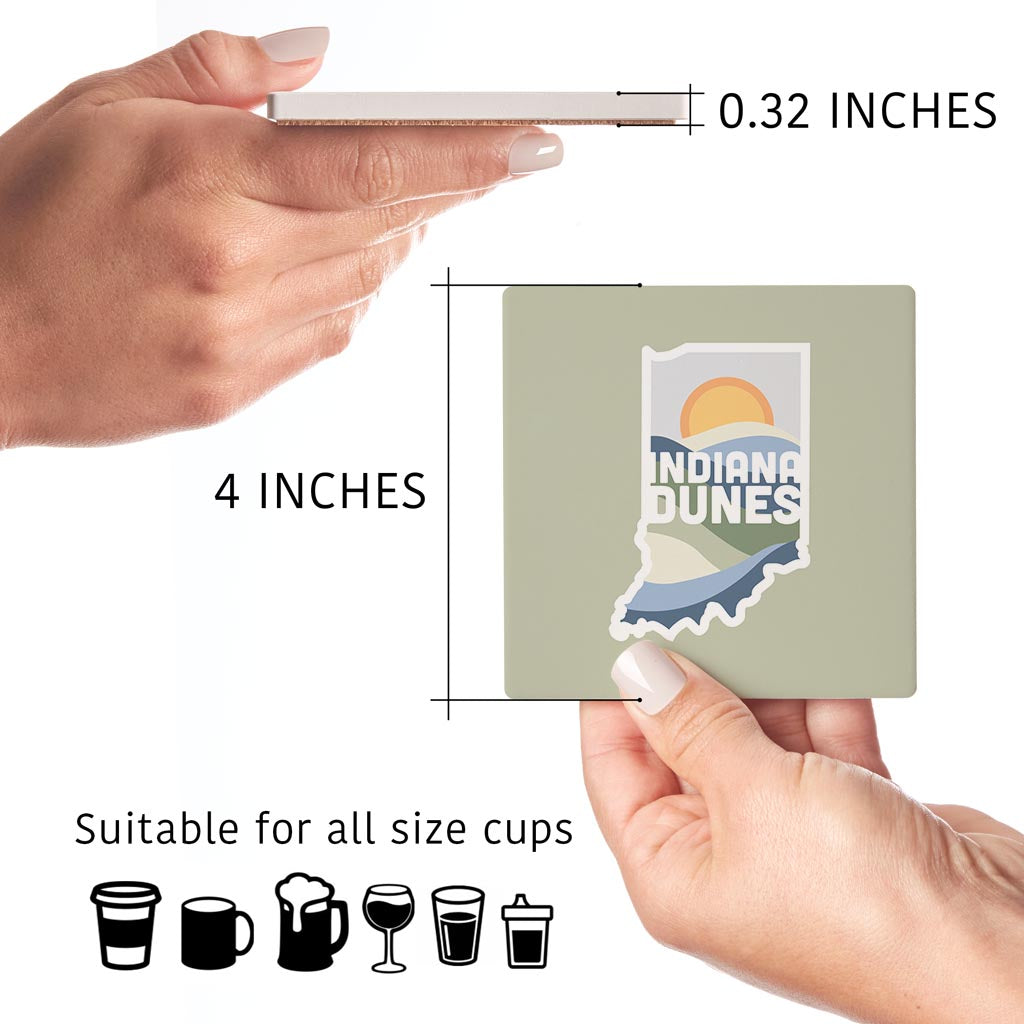 Indiana Dunes State Shape | Absorbent Coasters | Set of 4 | Min 2