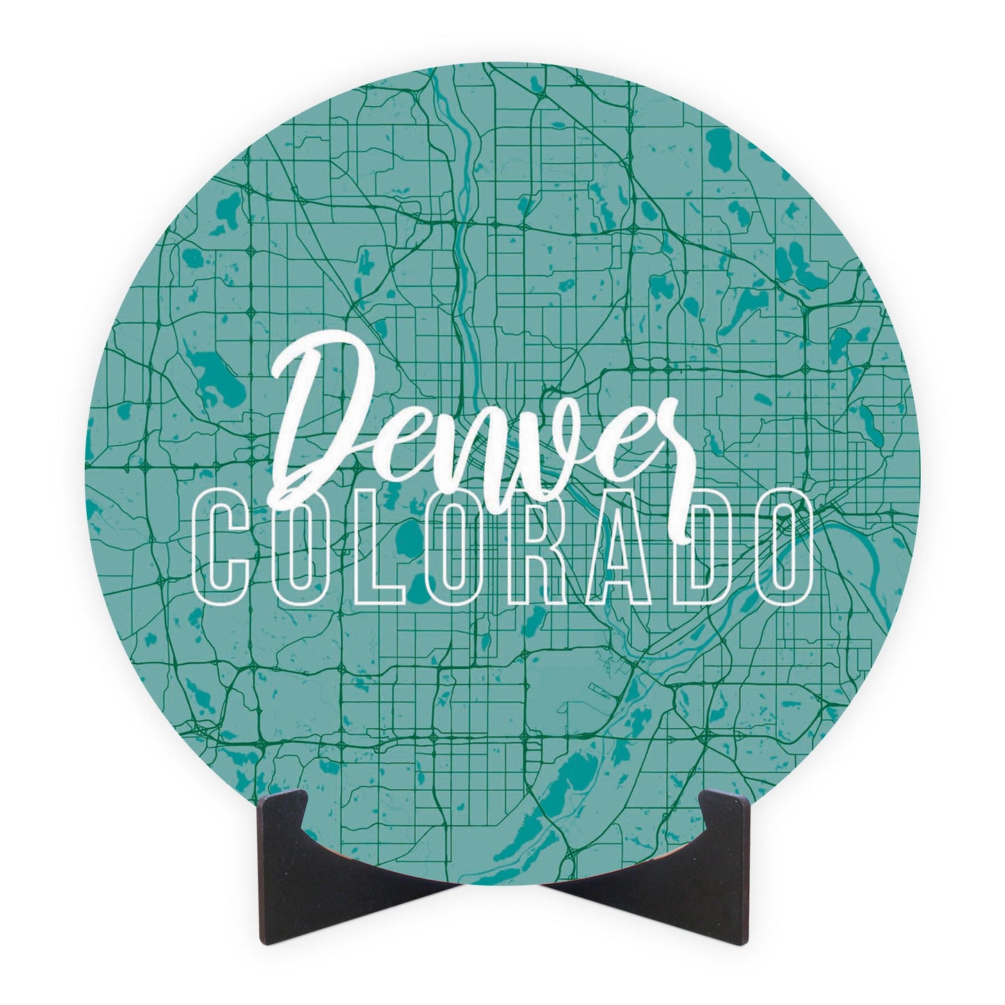 Boho Color Blue Map Colorado Denver | Wood Sign | Eaches | Min 1