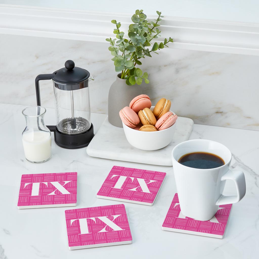 Bright Modern Abbreviated On Pink Texas | Absorbent Coasters | Set of 4 | Min 2