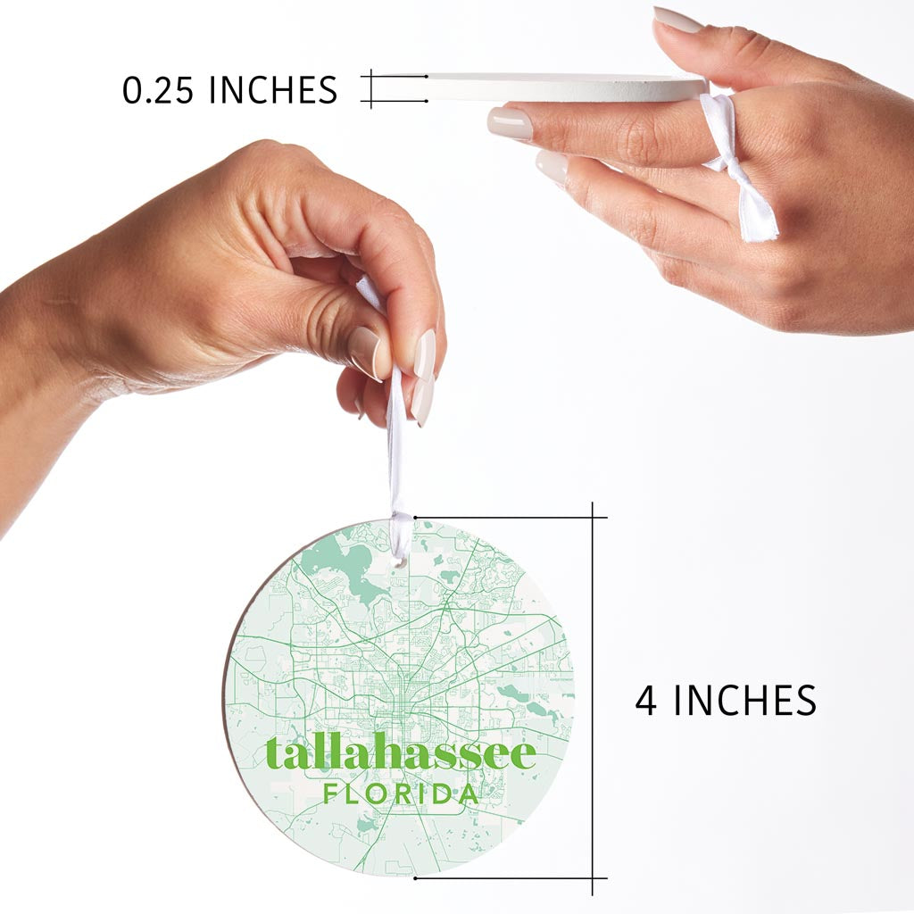 Bright Modern Green Map Florida Tallahassee| Wood Ornament | Eaches | Min 6