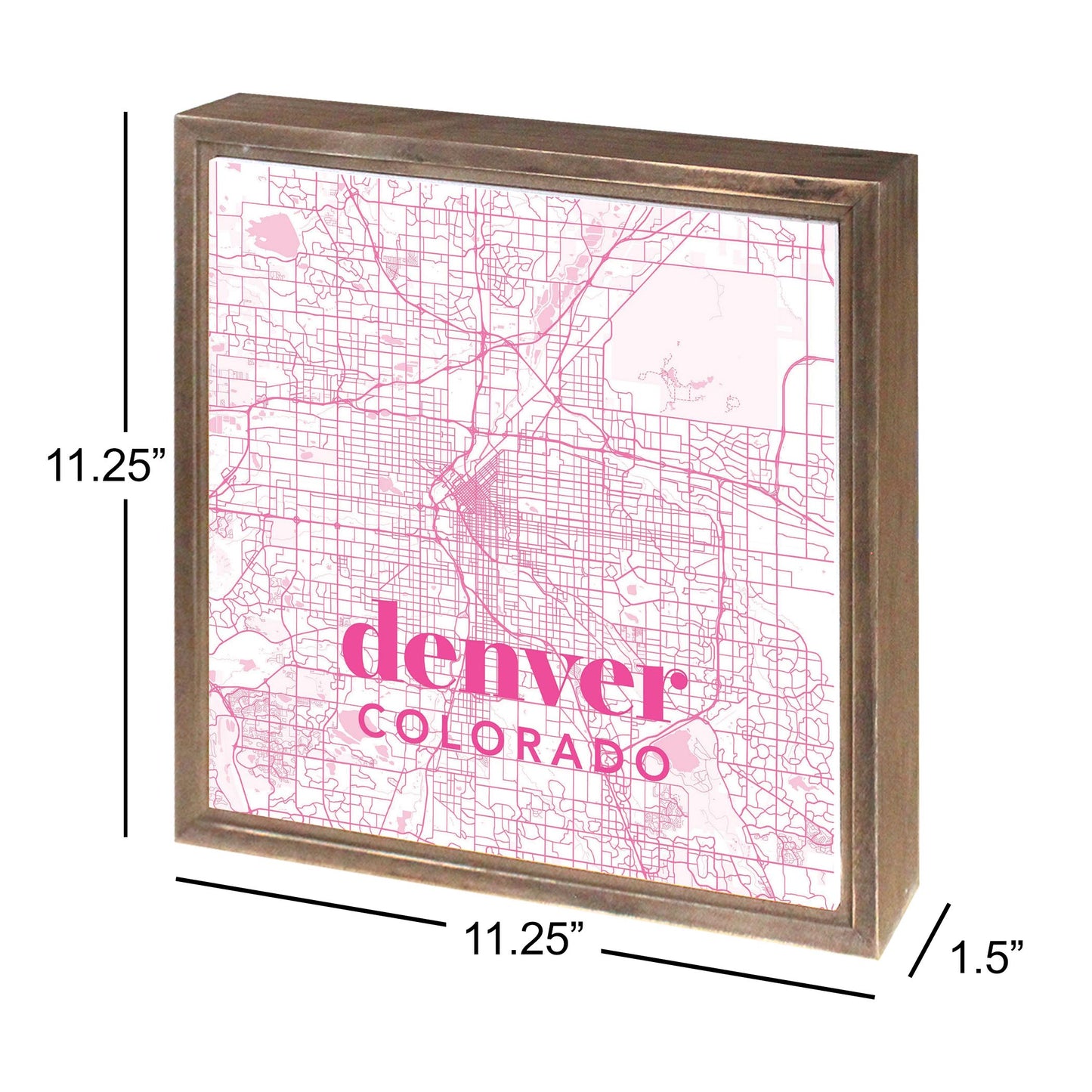 Bright Modern Pink Map Colorado Denver | Wood Sign | Eaches | Min 1