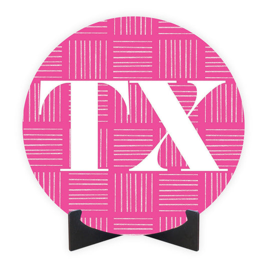 Bright Modern Abbreviated On Pink Texas | Wood Sign | Eaches | Min 1