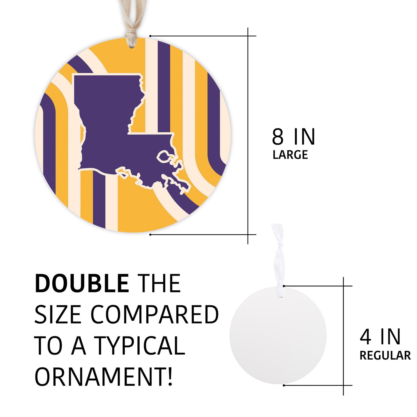 Purple Gold Louisiana Retro State Shape | Wood Ornament | Eaches | Min 1