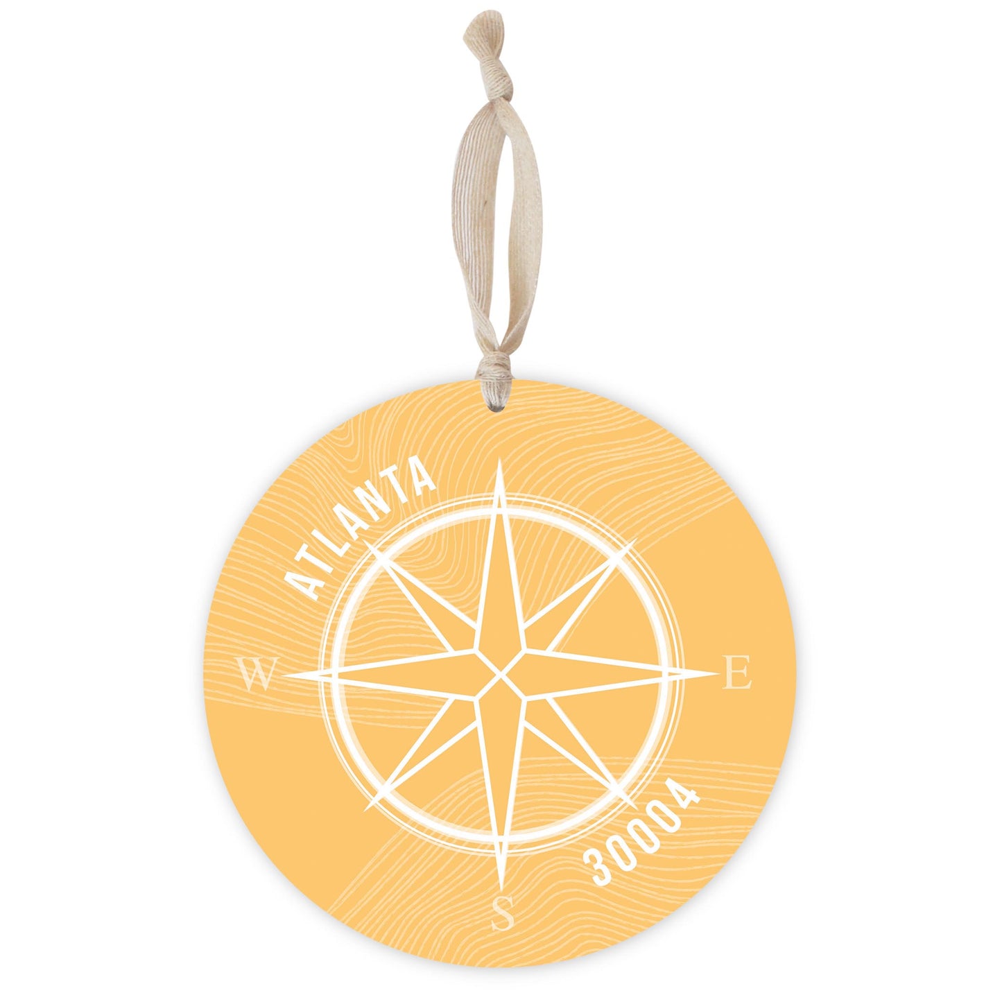 Boho Color Compass Zip On Yellow Georgia Atlanta | Wood Ornament | Eaches | Min 1