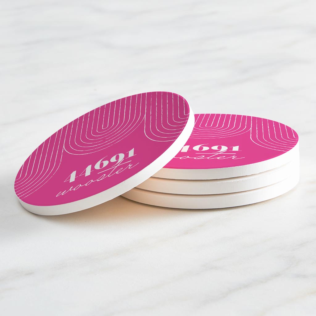 Bright Modern City Zip On Pink Ohio Wooster | Absorbent Coasters | Set of 4 | Min 2