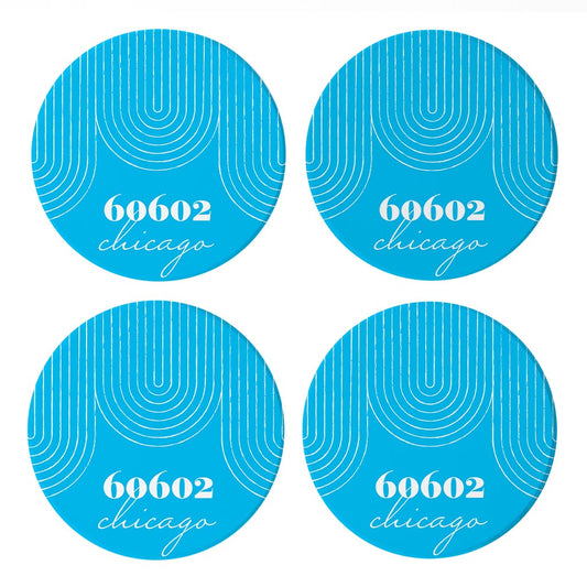 Bright Modern City Zip On Teal Illinois Chicago | Absorbent Coasters | Set of 4 | Min 2