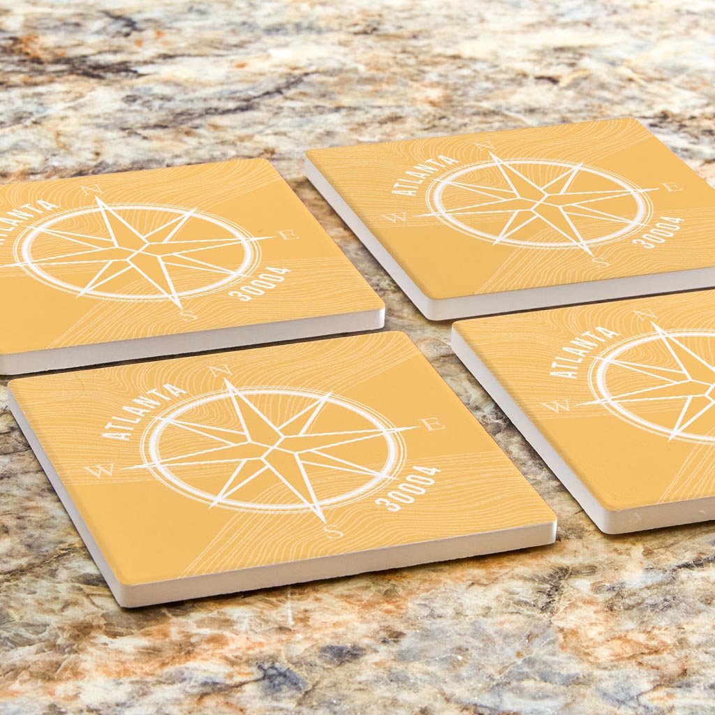 Boho Color Compass Zip On Yellow Georgia Atlanta | Absorbent Coasters | Set of 4 | Min 2