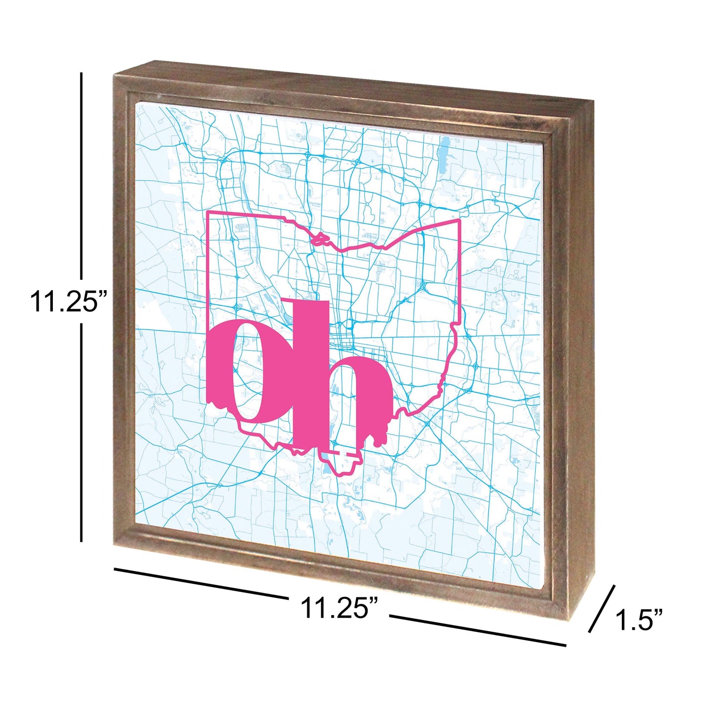 Bright Modern Abbreviated State Map Blue Ohio Columbus | Wood Sign | Eaches | Min 1