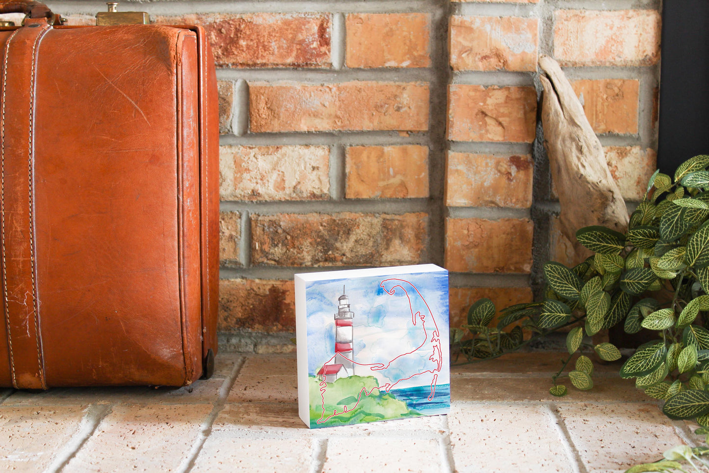 Watercolor Lighthouse | Wood Block | Eaches | Min 4