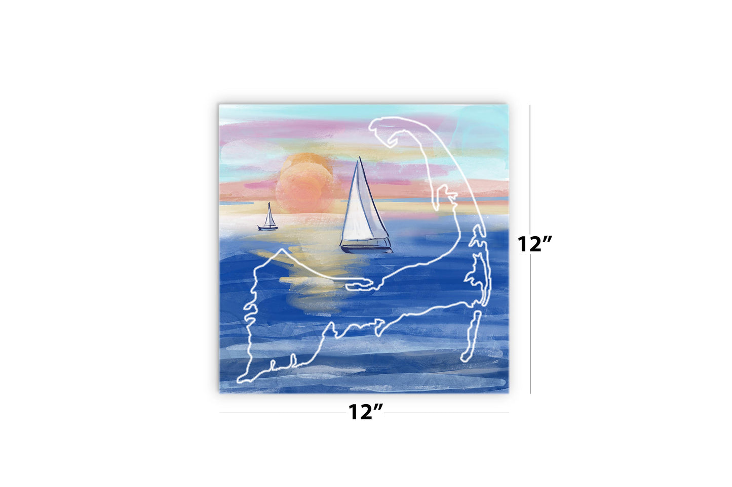 Watercolor Sunset With Sailboats | Wood Sign | Eaches | Min 2