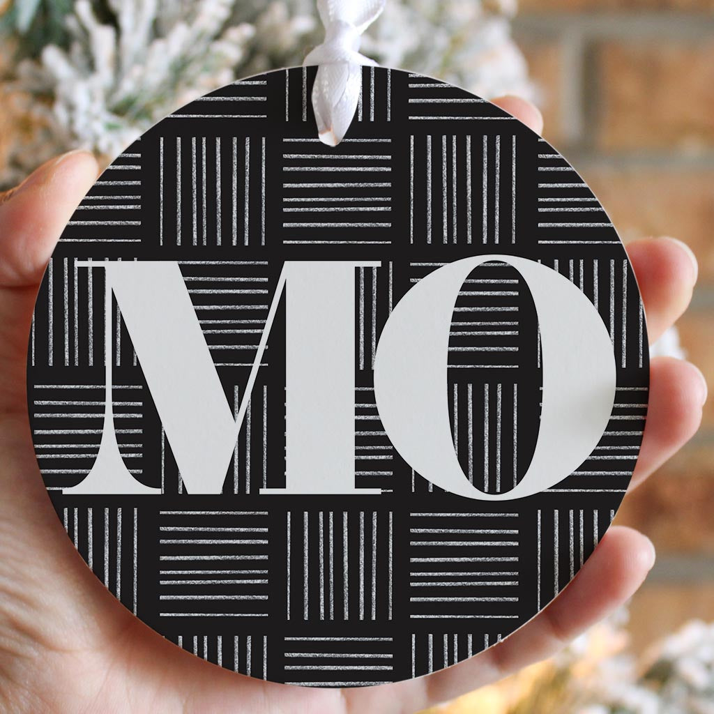 Black And White Abbreviated On Black Missouri | Wood Ornament | Eaches | Min 6