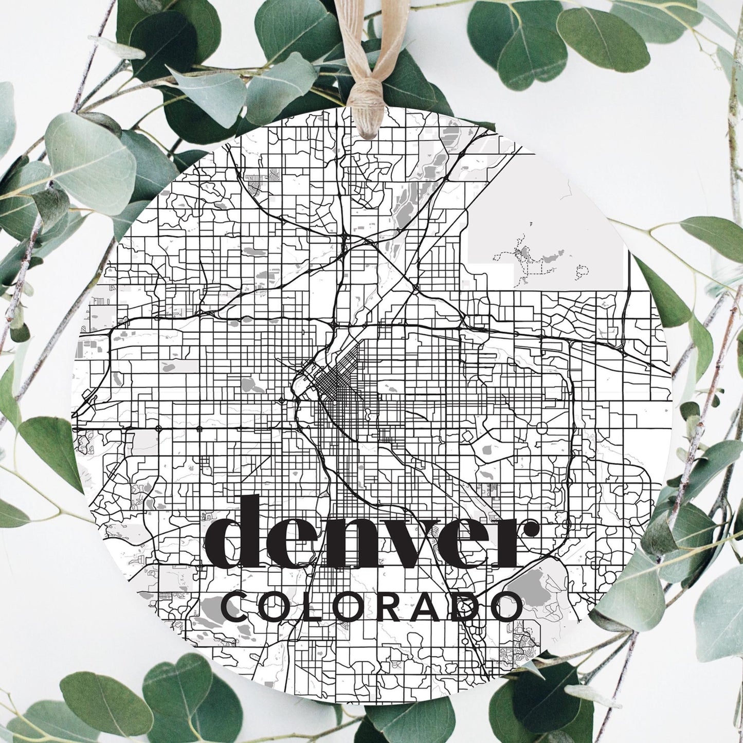 Black And White White Map Colorado Denver | Wood Ornament | Eaches | Min 1