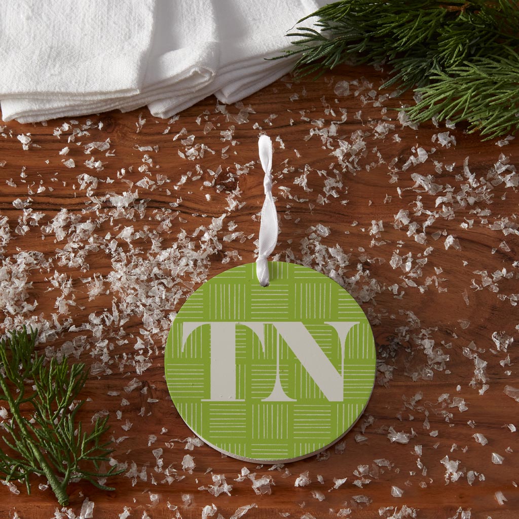 Bright Modern Abbreviated On Green Tennessee| Wood Ornament | Eaches | Min 6