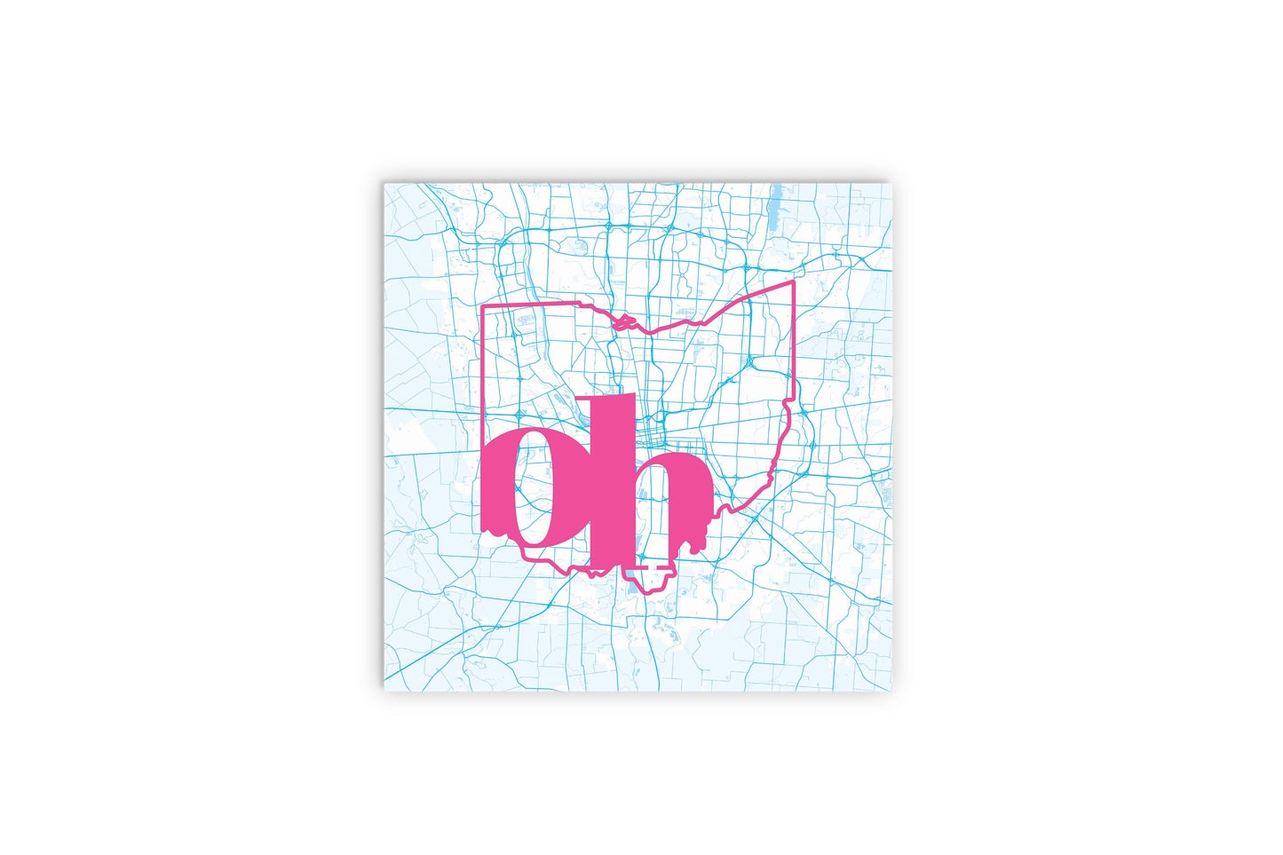 Bright Modern Abbreviated State Map Blue Ohio Columbus | Wood Sign | Eaches | Min 2