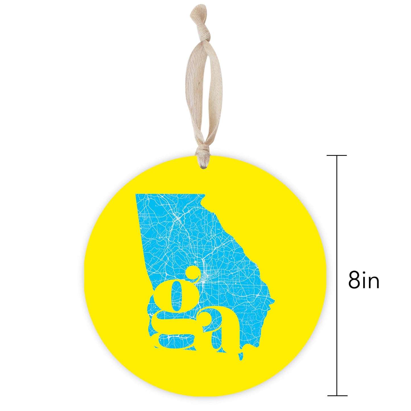 Bright Modern Abbreviated State Yellow Georgia | Wood Ornament | Eaches | Min 1