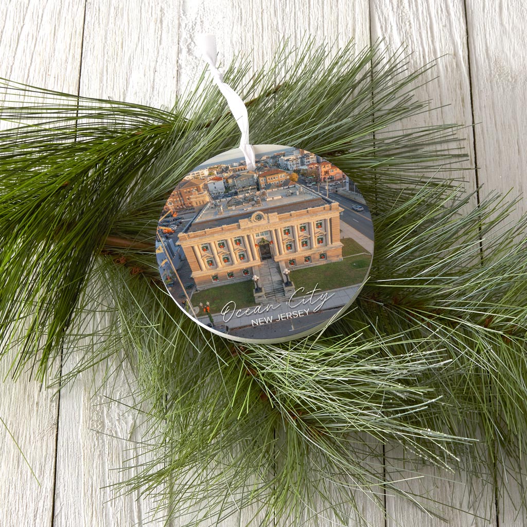 OCNJ City Hall Daytime Christmas Ornament| Wood Ornament | Eaches | Min 6