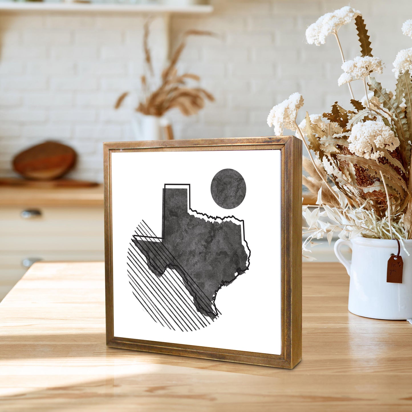 Black And White Geometric On White Texas | Wood Sign | Eaches | Min 1