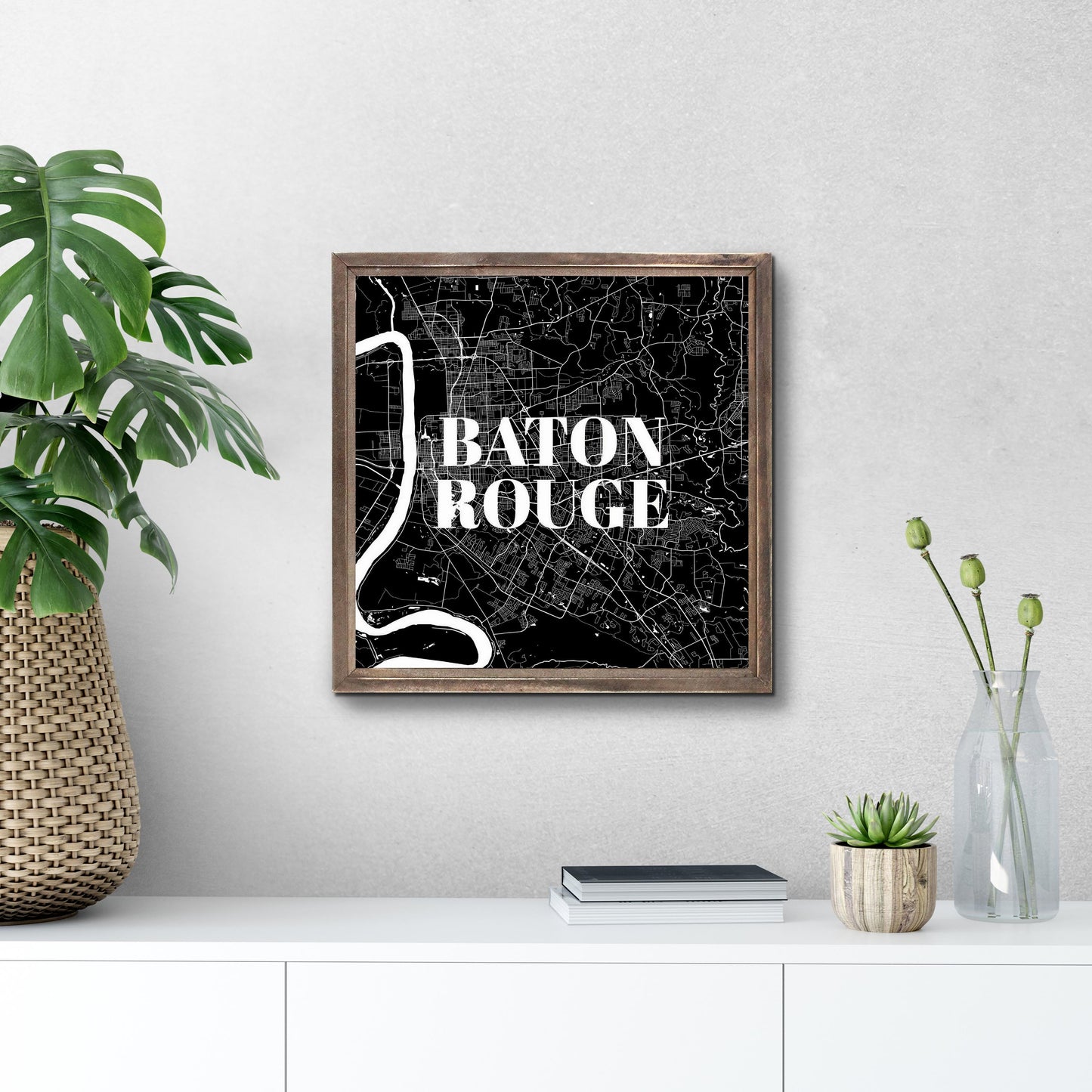 Minimalistic Baton Rouge Black Map | Wood Sign | Eaches | Min 1