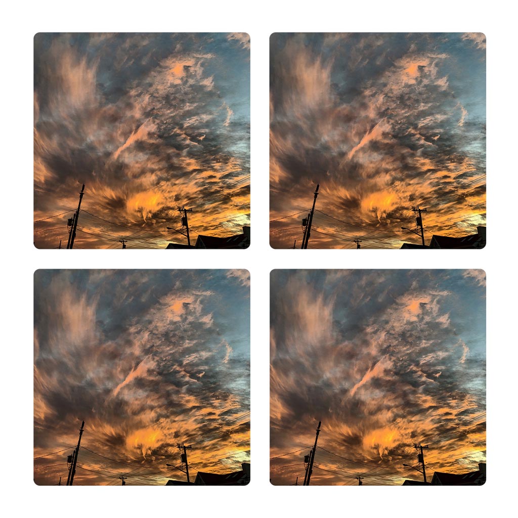 Monokian Ocean City Sky | Absorbent Coasters | Set of 4 | Min 2