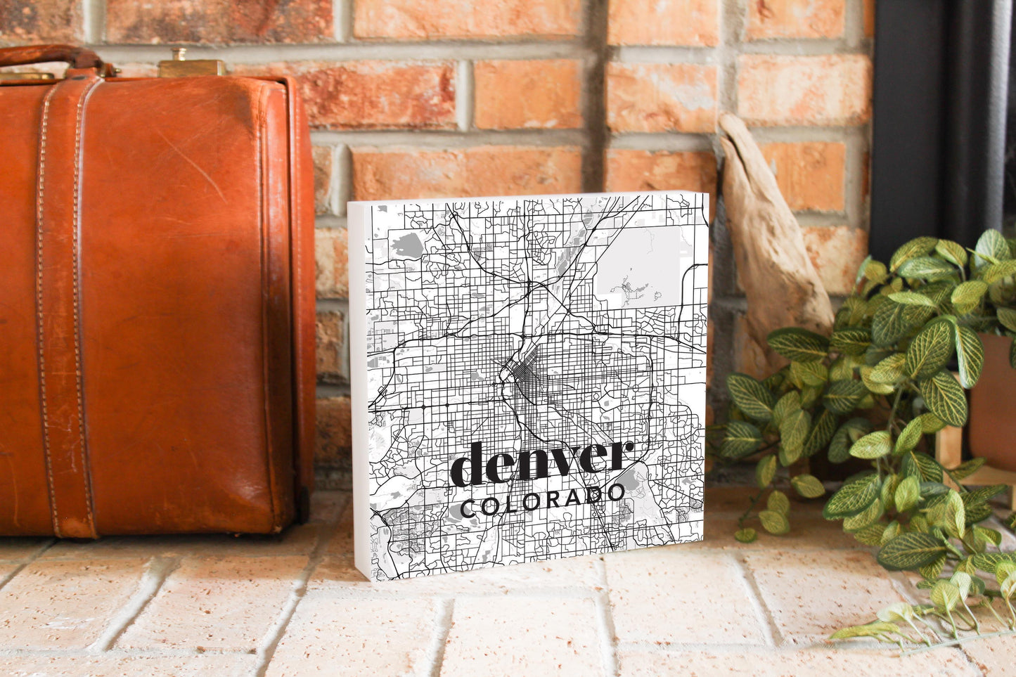 Black And White White Map Colorado Denver | Wood Block | Eaches | Min 2