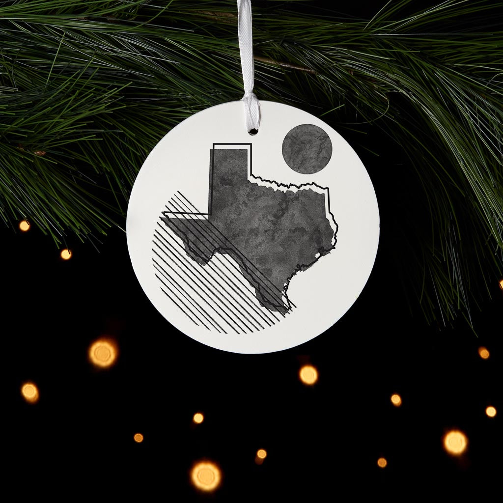 Black And White Geometric On White Texas | Wood Ornament | Eaches | Min 6