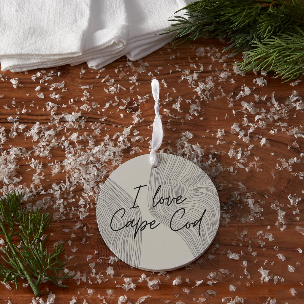 Minimalistic B&W Cape Cod I Love Cape Cod | Wood Ornament | Eaches | Min 6