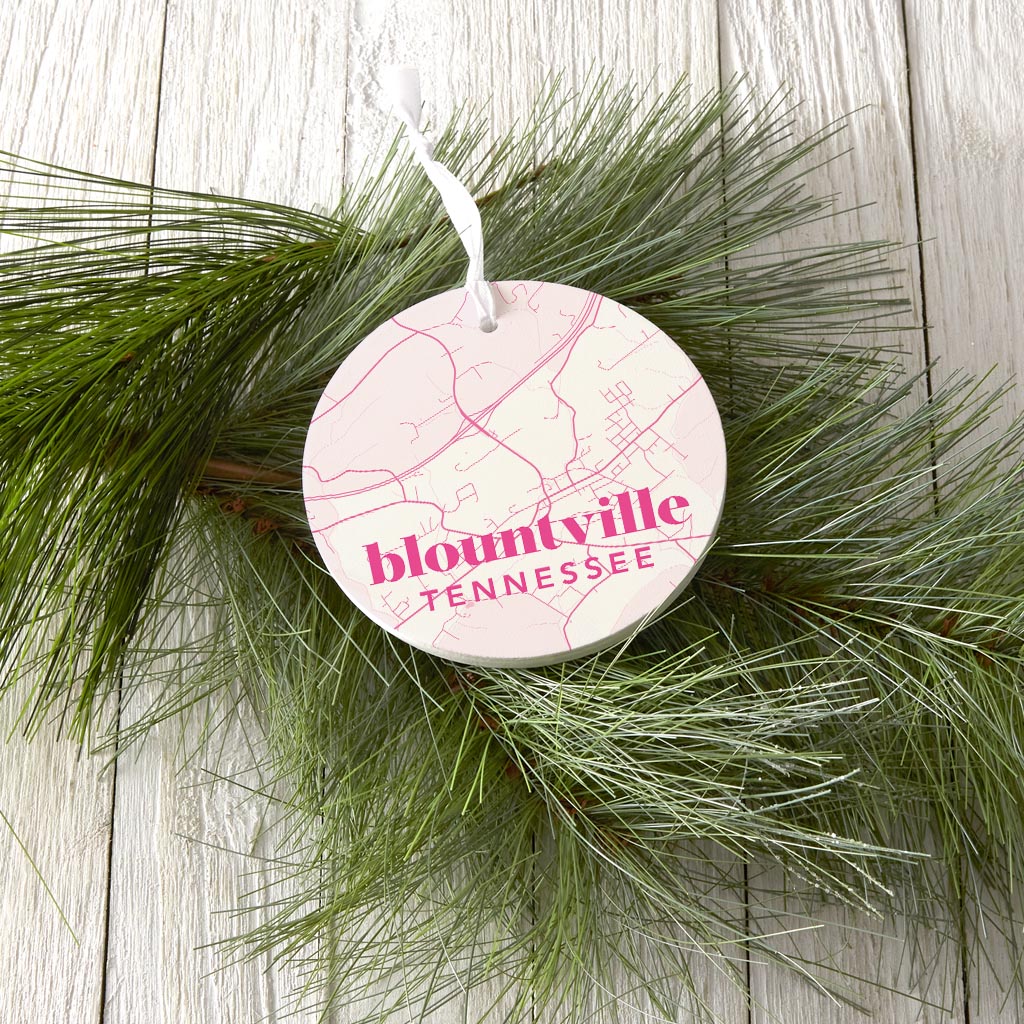 Bright Modern Pink Map Tennessee Blountville| Wood Ornament | Eaches | Min 6