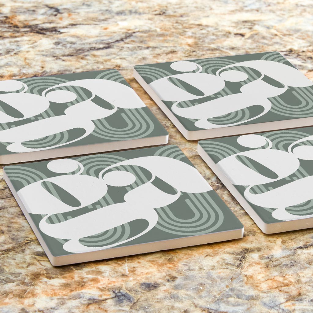 Vintage Groove Green Wave Lines Georgia Ga| Absorbent Coasters | Set of 4 | Min 2