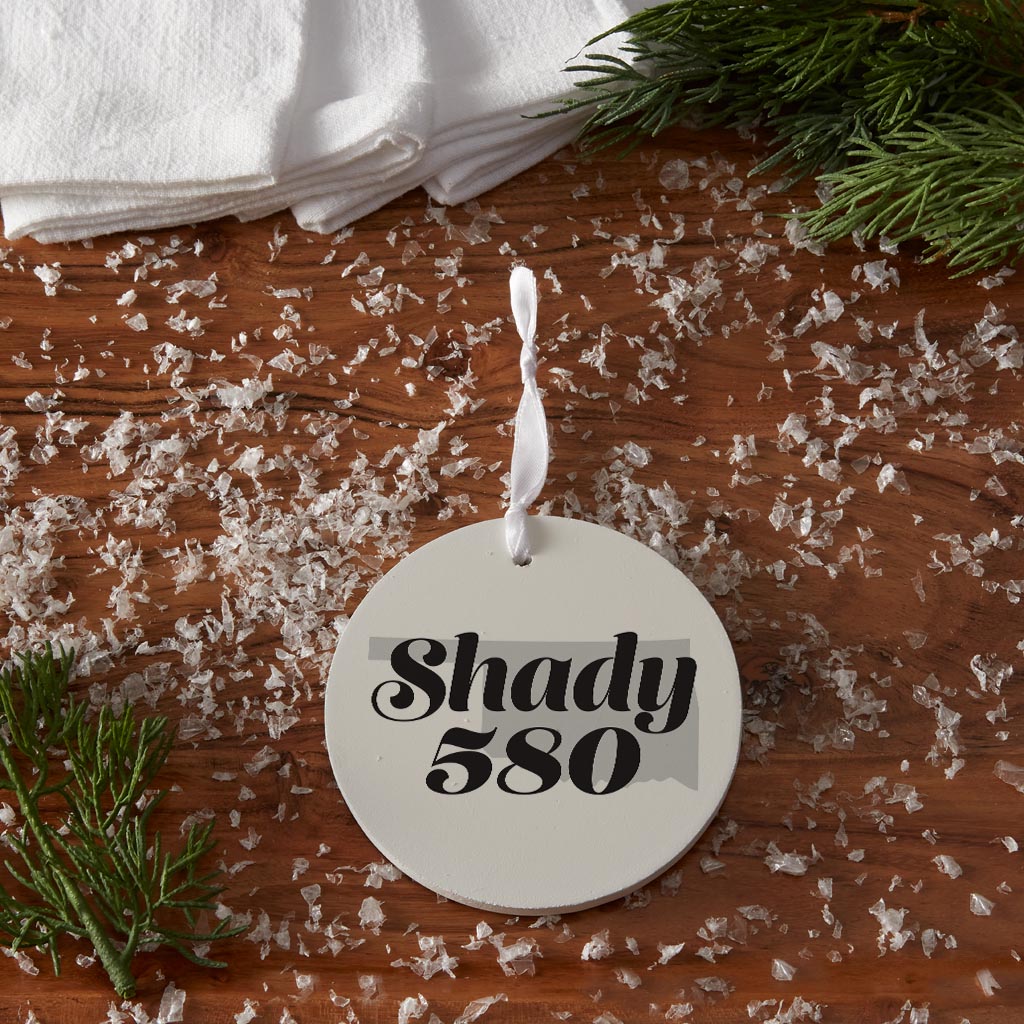 Minimalistic B&W Ardmore Ok Shady 580 White | Wood Ornament | Eaches | Min 6