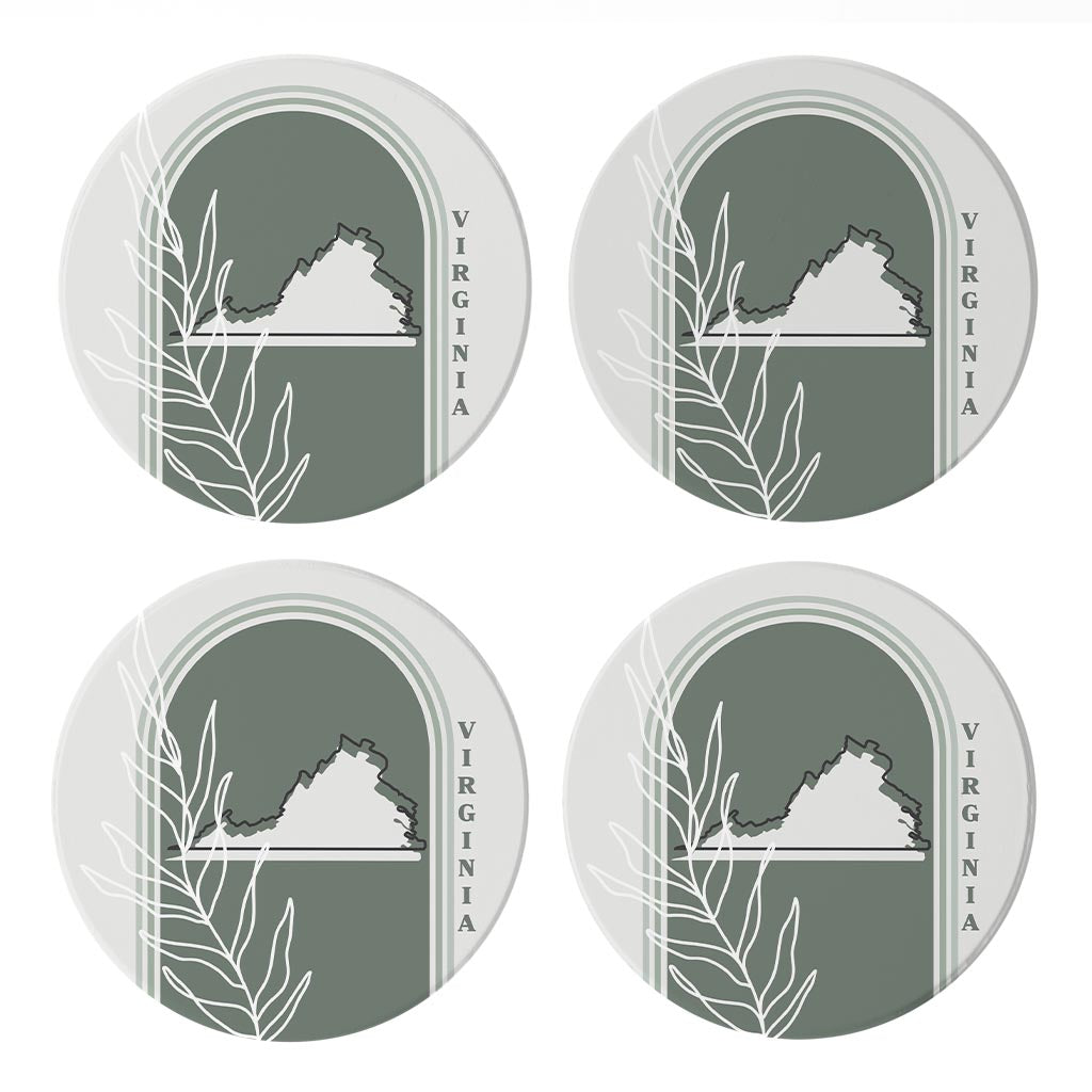 Vintage Groove State With Leaf Virginia| Absorbent Coasters | Set of 4 | Min 2