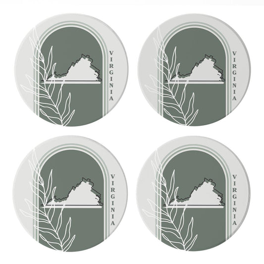 Vintage Groove State With Leaf Virginia| Absorbent Coasters | Set of 4 | Min 2