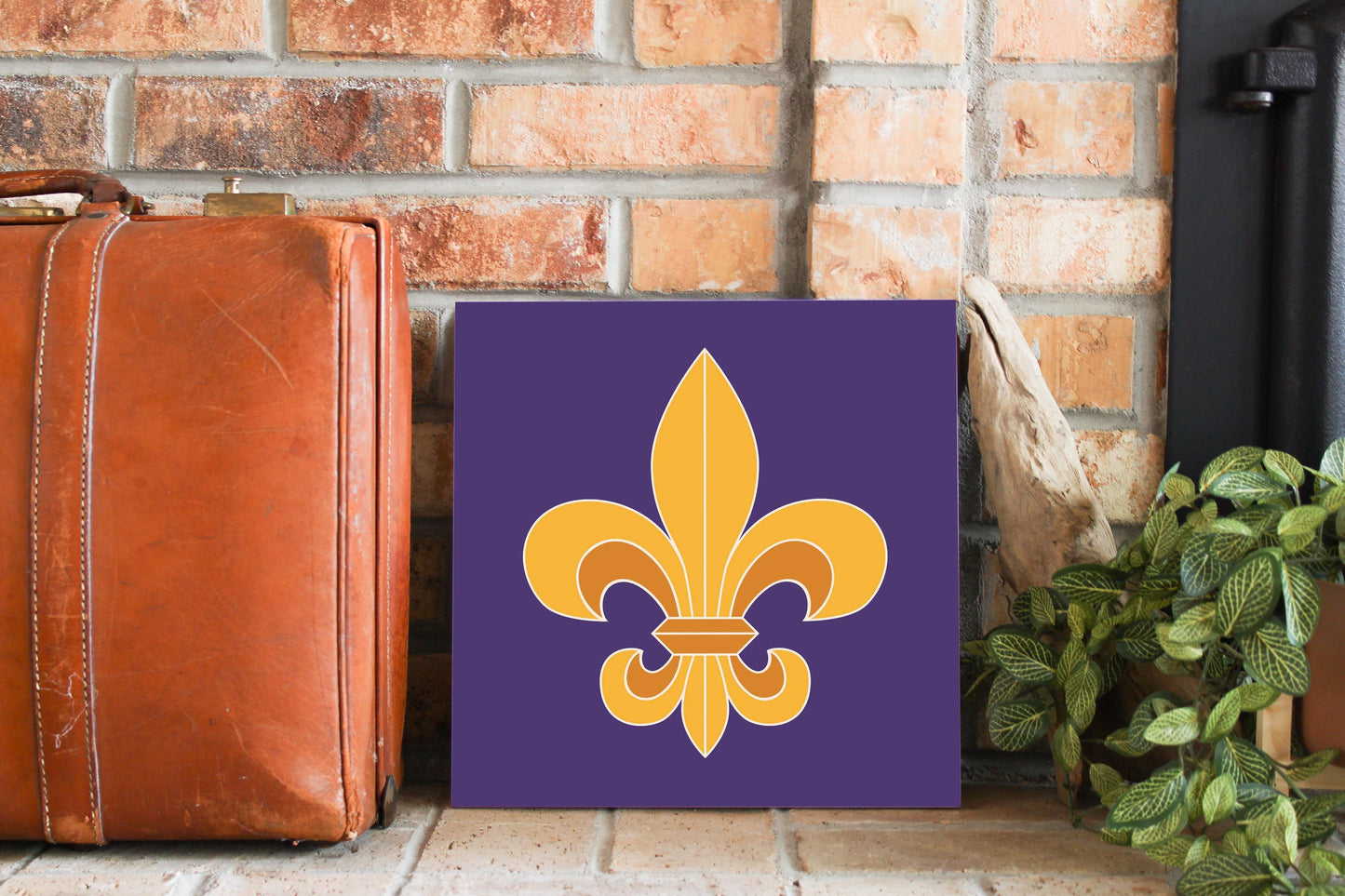 Purple Gold Louisiana Fleur De Lis | Wood Sign | Eaches | Min 2