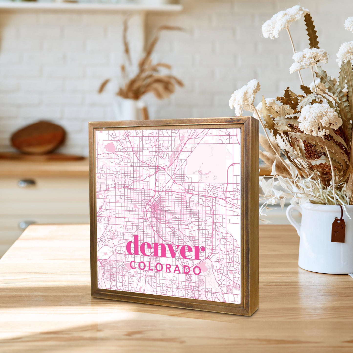 Bright Modern Pink Map Colorado Denver | Wood Sign | Eaches | Min 1