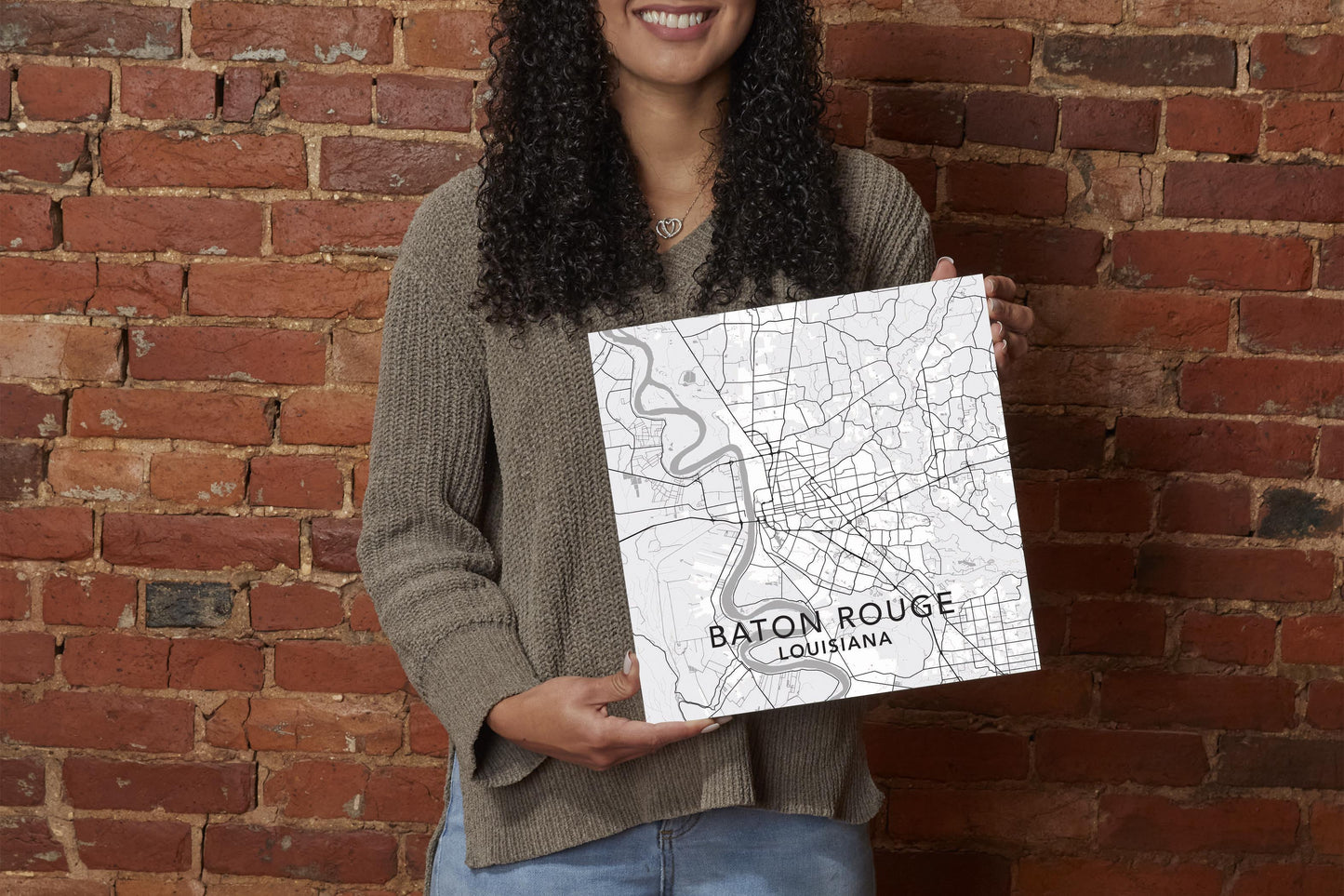 Minimalistic Baton Rouge White Map | Wood Sign | Eaches | Min 2