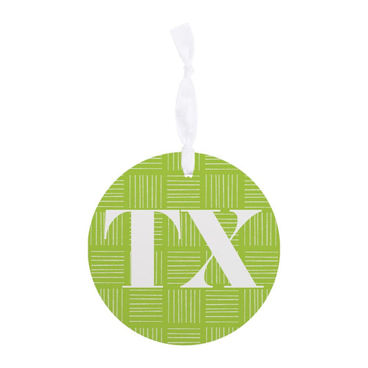 Bright Modern Abbreviated On Green Texas| Wood Ornament | Eaches | Min 6