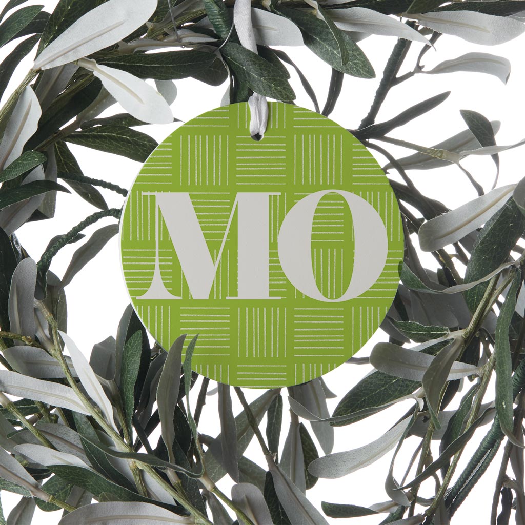 Bright Modern Abbreviated On Green Missouri | Wood Ornament | Eaches | Min 6