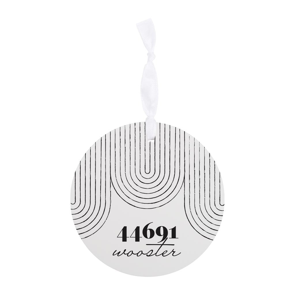 Black And White City Zip On White Ohio Wooster | Wood Ornament | Eaches | Min 6