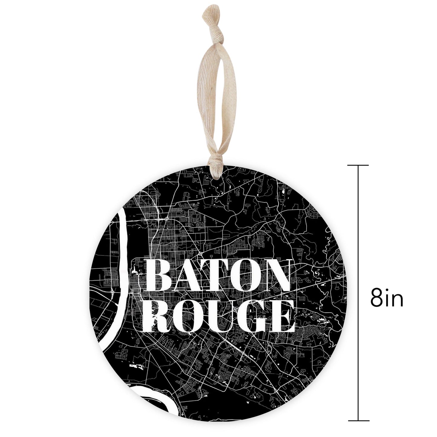 Minimalistic Baton Rouge Black Map | Wood Ornament | Eaches | Min 1