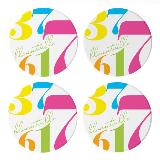 Bright Modern Color Block City Zip Tennessee Blountville | Absorbent Coasters | Set of 4 | Min 2