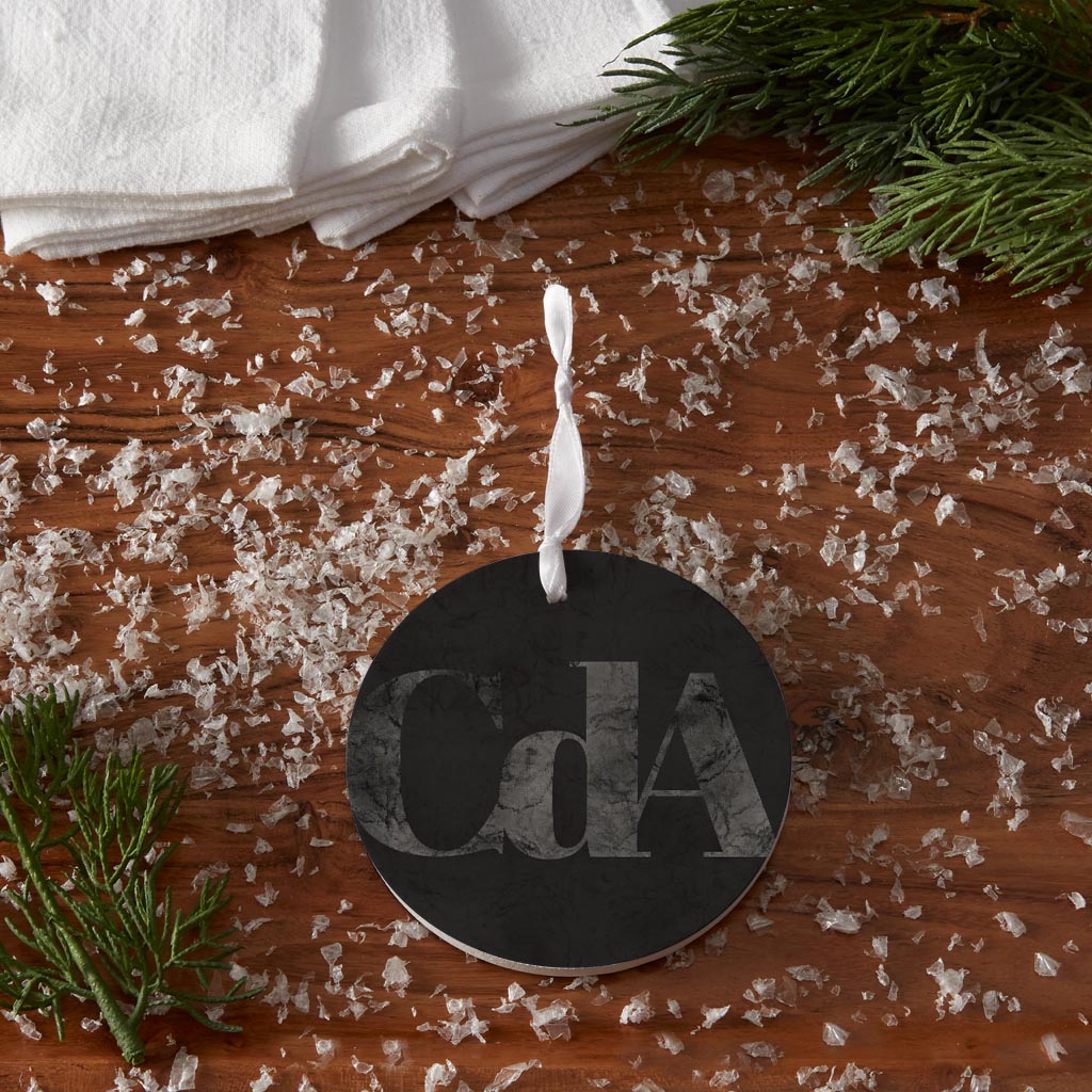 Minimalist B&W Idaho Cda Black Initials | Wood Ornament | Eaches | Min 6