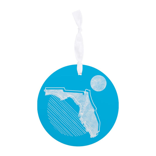 Bright Modern Geometric On Blue Florida| Wood Ornament | Eaches | Min 6