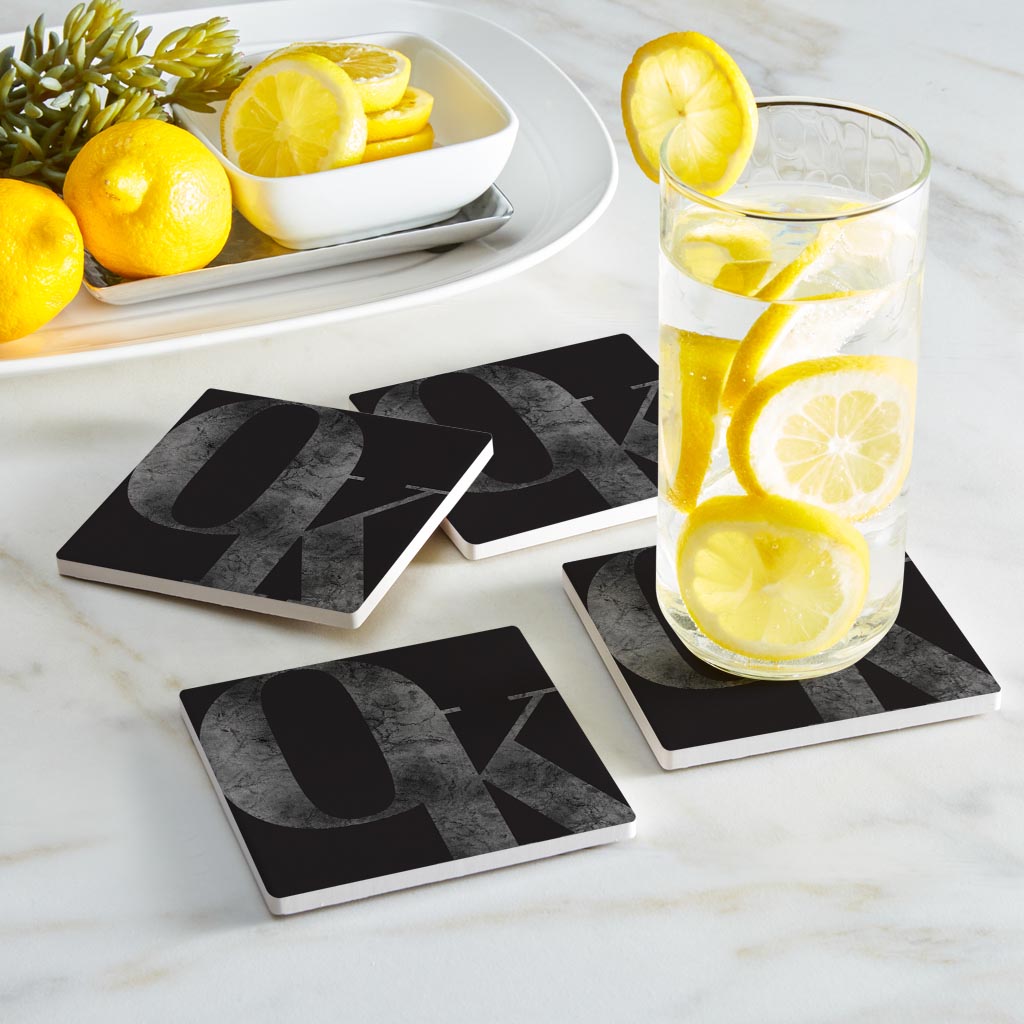 Minimalistic B&W Ardmore Ok Black Initials | Absorbent Coasters | Set of 4 | Min 2